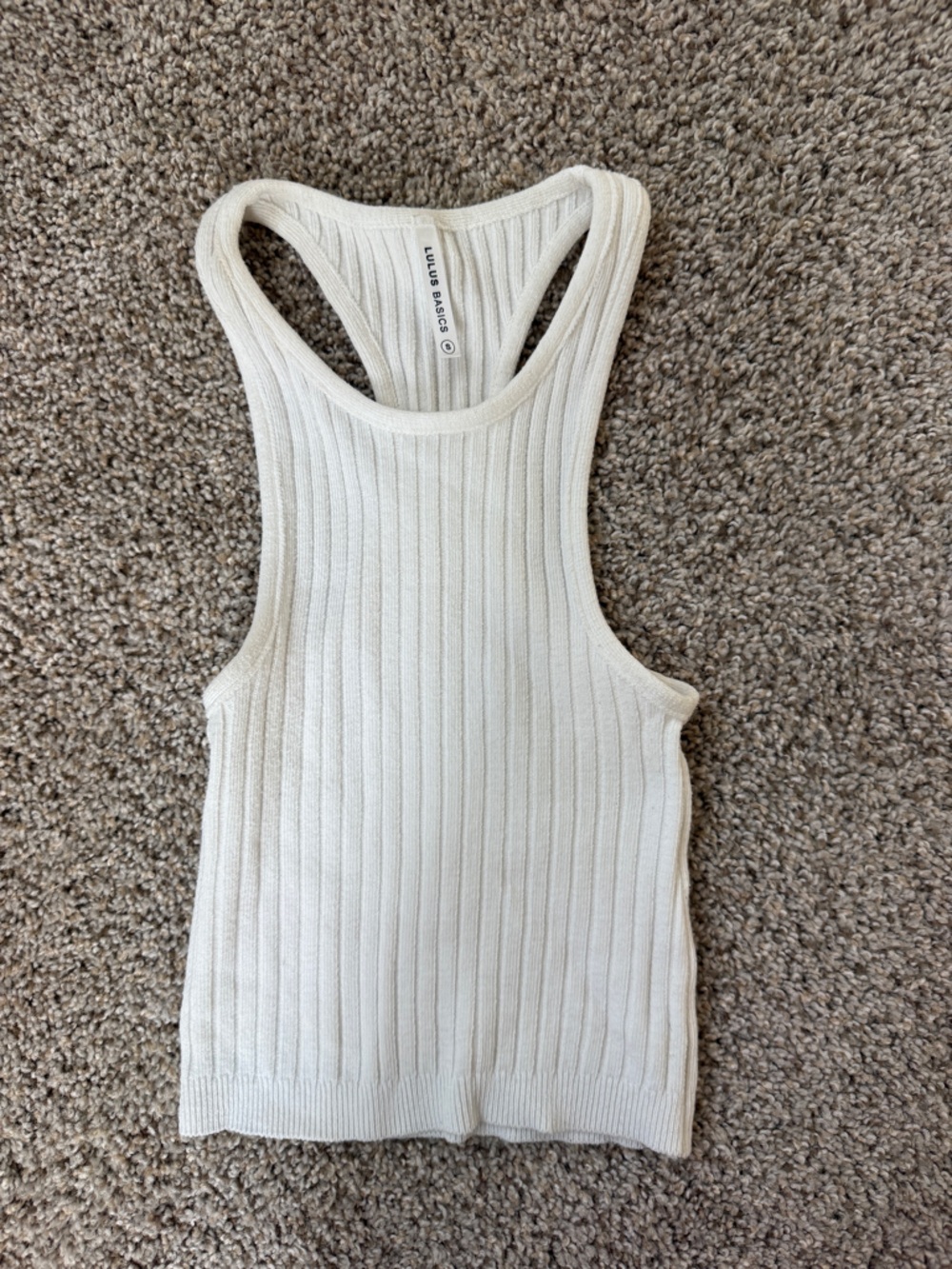 Lulus Fitted Ribbed Knit Tank Top Racerback Top in White Upscale Basic
